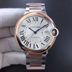 Replica Ballon Bleu De Cartier 42MM W2BB0004 V6 Stainless Steel & Rose Gold Silver Dial Swiss 2824-2