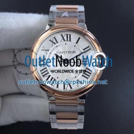 Replica Ballon Bleu De Cartier 33MM W2BB0023 V6 Stainless Steel & Rose Gold Silver Dial Seiko NH05A