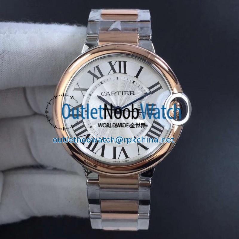 Replica Ballon Bleu De Cartier 33MM W2BB0023 V6 Stainless Steel & Rose Gold Silver Dial Seiko NH05A