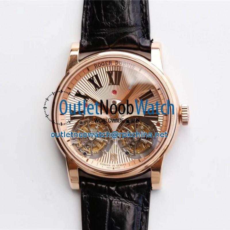 Replica Roger Dubuis Hommage Double Flying Tourbillon RDDBHO0562 JB Rose Gold Rose Gold Dial Swiss RD100