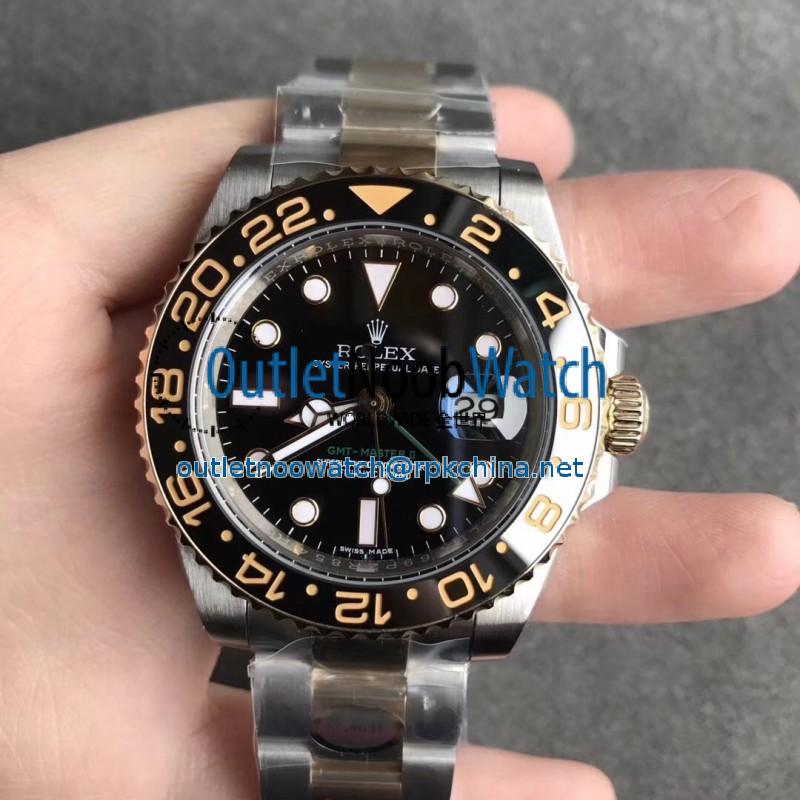 Replica Rolex GMT-Master II 116713LN N V9S 24K Yellow Gold Wrapped & 904L Stainless Steel Black Dial Swiss 2836-2