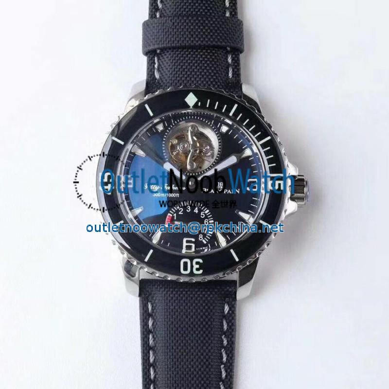 Replica Blancpain Fifty Fathoms Tourbillon 8 Days 5025-1530-52A JB Stainless Steel Black Dial Swiss 25A