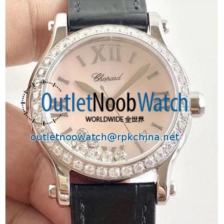 lReplica Chopard Happy Sport 36MM Automatic 278559 Noob Stainless Steel & Diamond Pink Dial Swiss 2892