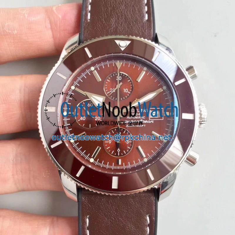 Replica Breitling Superocean Heritage II Chronograph 46 A1331233/Q616 Noob Stainless Steel Brown Dial Swiss 7750