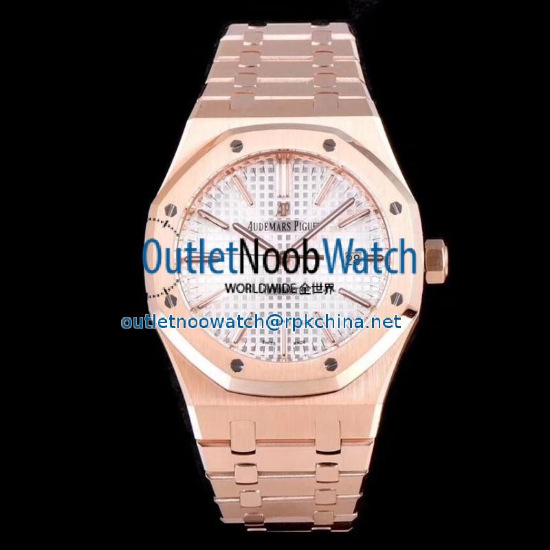 Replica Audemars Piguet Royal Oak 15450 JF V5 Rose Gold Silver Dial Swiss 3120