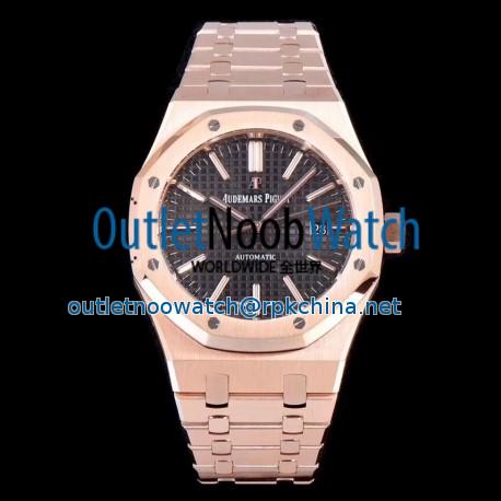 Replica Audemars Piguet Royal Oak 15450 JF V5 Rose Gold Black Dial Swiss 3120