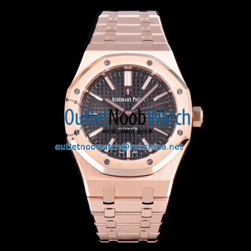 Replica Audemars Piguet Royal Oak 15450 JF V5 Rose Gold Black Dial Swiss 3120