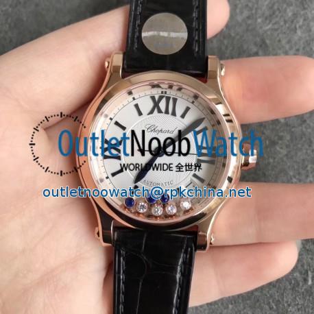 Replica Chopard Happy Sport 36MM Automatic 274808 YF V2 Rose Gold White & Diamond Dial Swiss 2892