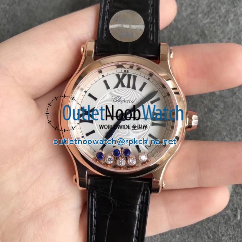 Replica Chopard Happy Sport 36MM Automatic 274808 YF V2 Rose Gold White & Diamond Dial Swiss 2892