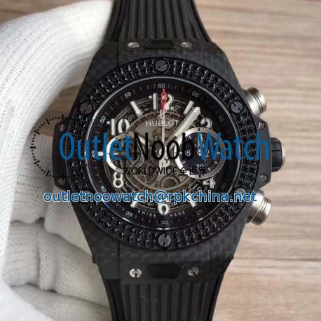 Replica Hublot Big Bang Unico Carbon 411.QX.1170.RX 3AF Carbon Fiber & Diamond  Skeleton Dial Swiss HUB1242