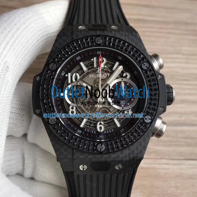 Replica Hublot Big Bang Unico Carbon 411.QX.1170.RX 3AF Carbon Fiber & Diamond  Skeleton Dial Swiss HUB1242