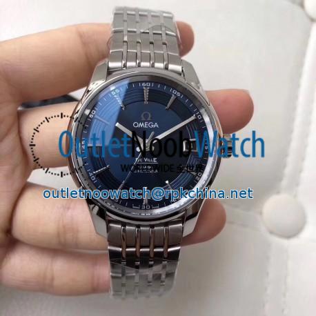 Replica Omega De Ville Hour Vision Co-Axial 41MM 431.33.41.21.03.001 VS Stainless Steel Blue Dial Swiss 8500