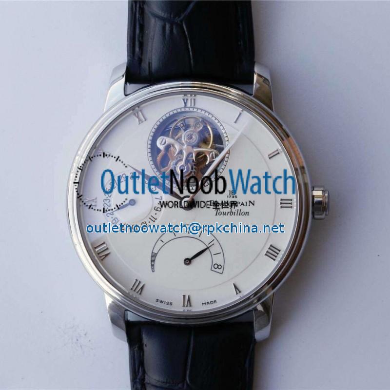 Replica Blancpain Villeret Tourbillon 8 Days 6025-1542-55B JB Stainless Steel White Dial Swiss Tourbillon