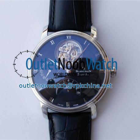 Replica Blancpain Villeret Tourbillon 8 Days 6025-1542-55B JB Stainless Steel Black Dial Swiss Tourbillon