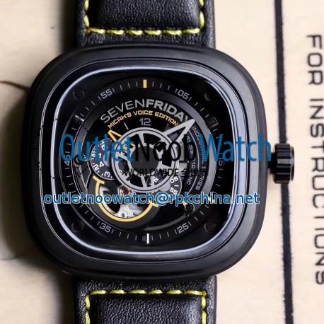 Replica SevenFriday P2B/02 Revolution SW PVD Black & Yellow Dial Miyota 82S7