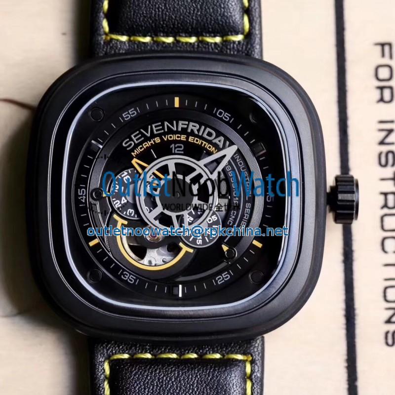 Replica SevenFriday P2B/02 Revolution SW PVD Black & Yellow Dial Miyota 82S7