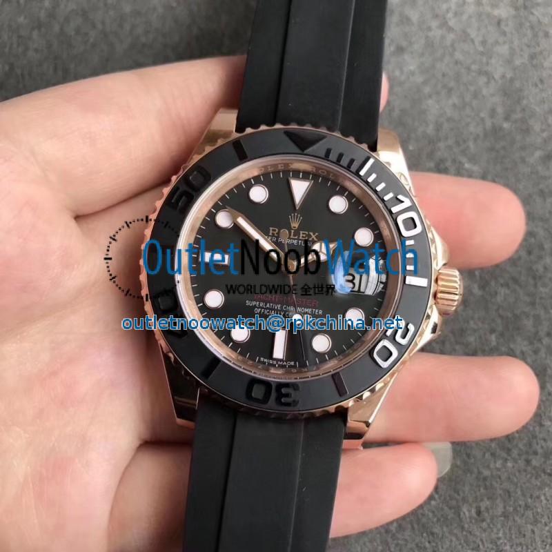 Replica Rolex Yacht-Master 40 116655 Noob Rose Gold Black Dial Swiss 3135