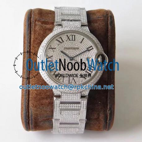 Replica Ballon Bleu De Cartier 42MM Full Paved Diamonds TW Stainless Steel & Diamond Diamond Dial M9015