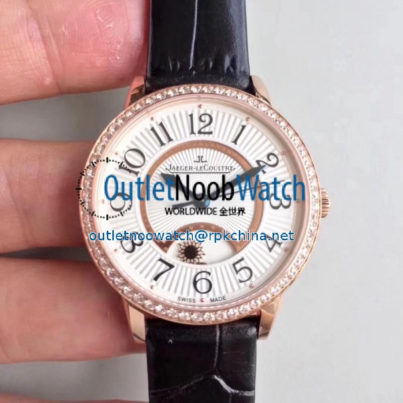 Replica Jaeger-LeCoultre Ladies Rendez-Vous Night & Day 3442430 34MM Noob Rose Gold & Diamonds White Dial Swiss 898A/1