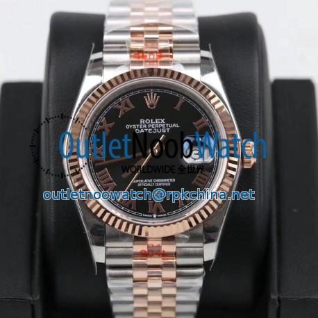 Replica Rolex Datejust 36MM 116231 GM Stainless Steel 904L & Rose Gold Black Dial Swiss 2824-2