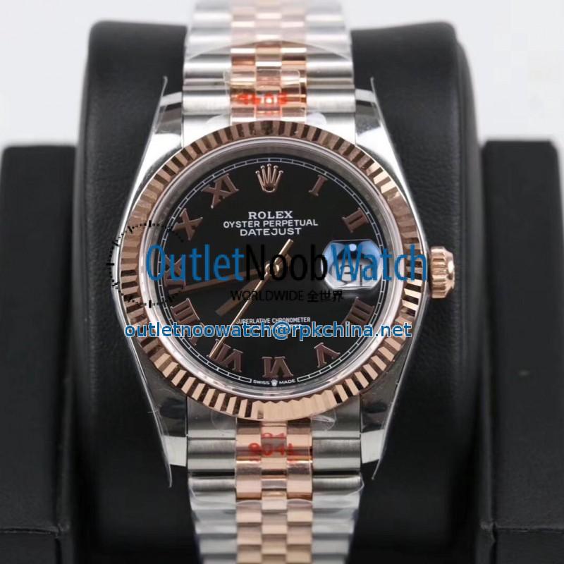 Replica Rolex Datejust 36MM 116231 GM Stainless Steel 904L & Rose Gold Black Dial Swiss 2824-2