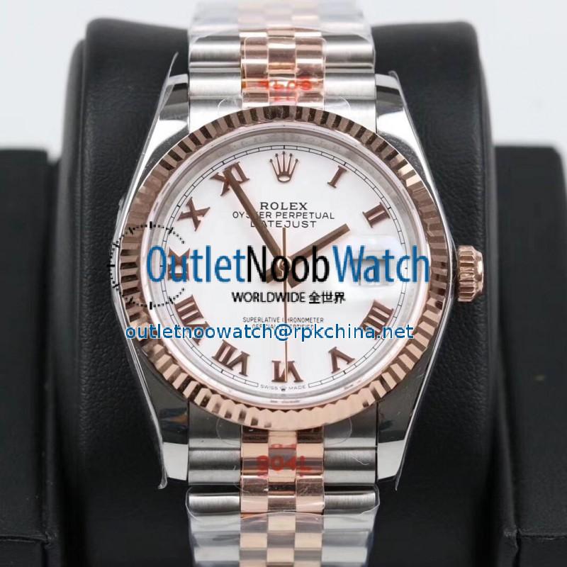 Replica Rolex Datejust 36MM 116231 GM Stainless Steel 904L & Rose Gold White Dial Swiss 2824-2