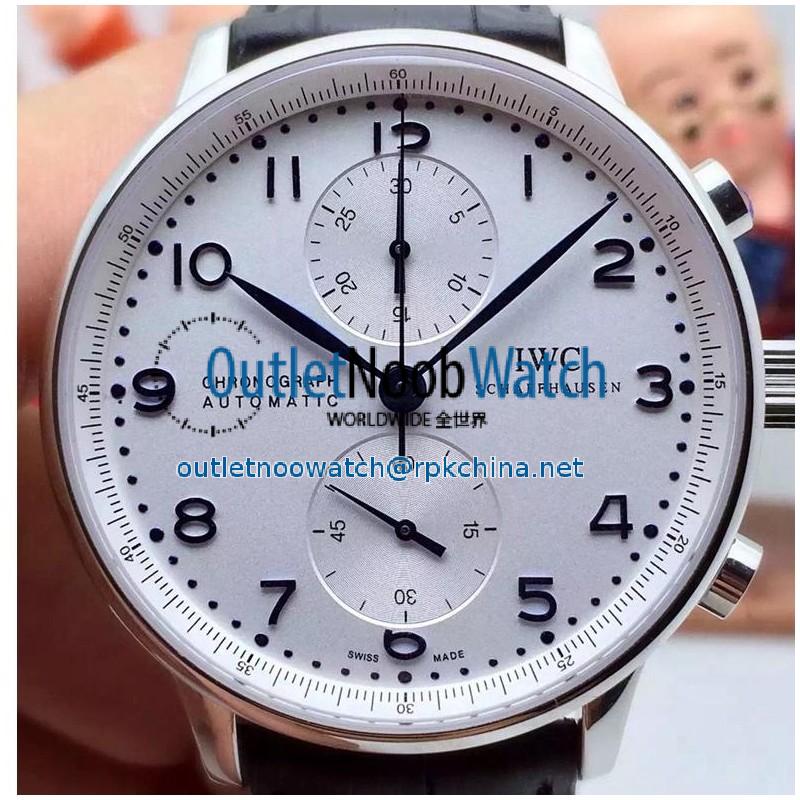 Replica IWC Portuguese IW371417 Chronograph Stainless Steel White Dial Blue Markers Swiss IWC 89000