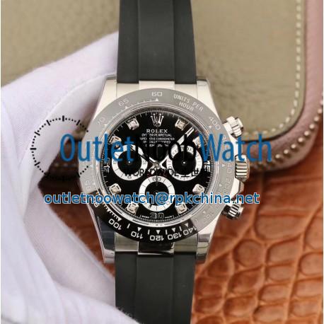 Replica Rolex Daytona Cosmograph 116519LN Noob V2 Stainless Steel 904L Black Dial Swiss 4130 Run 6@SEC