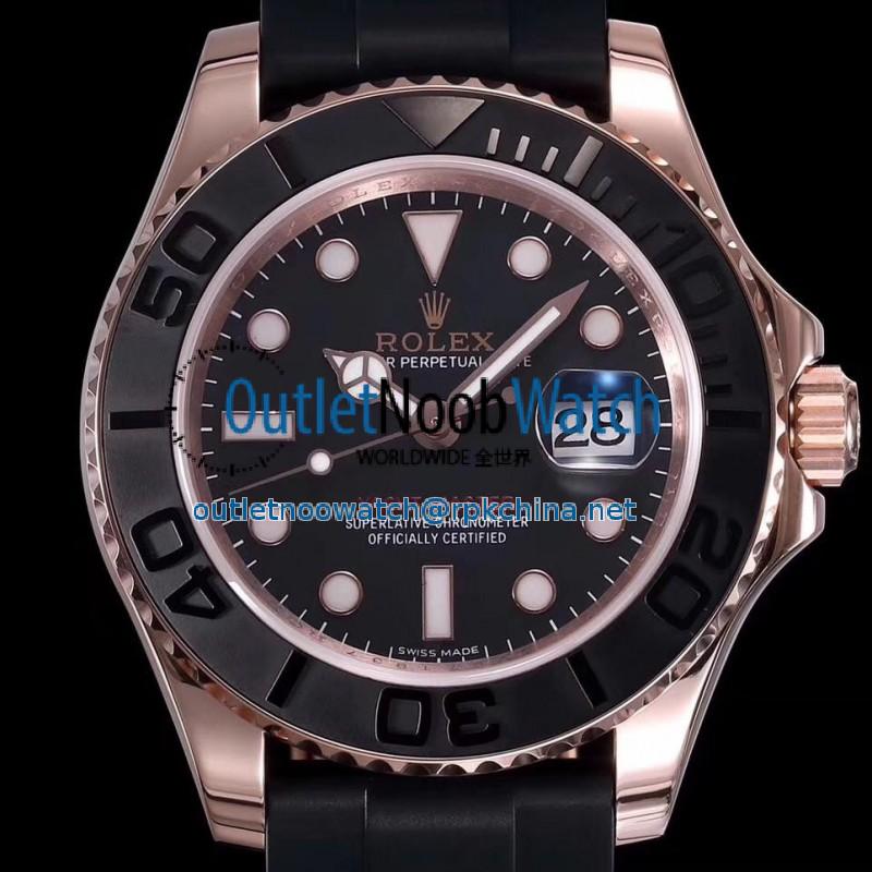 Replica Rolex Yacht-Master 40 116655 DJ Rose Gold Black Dial Swiss 2836-2