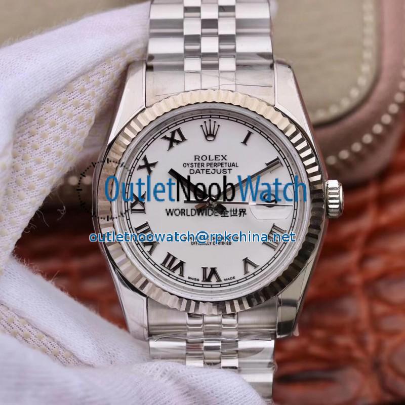 Replica Rolex Datejust 36MM 116234 AR V2 Stainless Steel 904L White Dial Swiss 3135