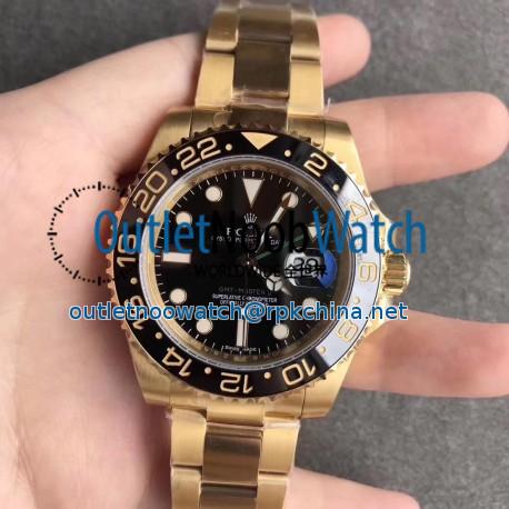 Replica Rolex GMT-Master II 116718LN EW Yellow Gold Black Dial Swiss 2836-2