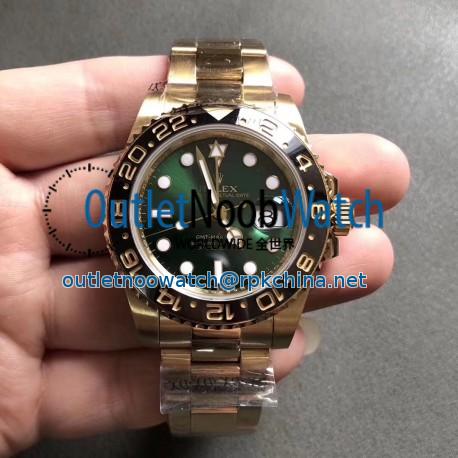 Replica Rolex GMT-Master II 116718LN GM Stainless Steel 904L With Yellow Plated Gold Green Dial Swiss 2836-2