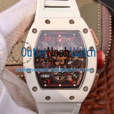 Replica Richard Mille RM011-FM Felipe Massa Flyback Dubai Chronograph KV White Ceramic Skeleton Dial Swiss 7750