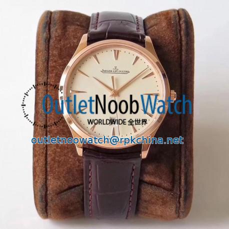 Replica Jaeger-LeCoultre Master Ultra Thin Date 1282510 ZF Rose Gold Beige Dial Swiss JLC 899/1