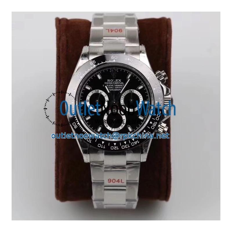 Replica Rolex Daytona Cosmograph 116500LN GM Stainless Steel 904L Black Dial Swiss 4130 Run 6@SEC