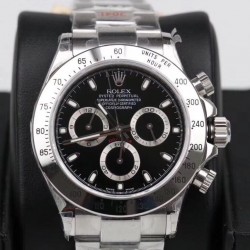 Replica Rolex Daytona Cosmograph 116520 GM Stainless Steel 904L Black Dial Swiss 4130 Run 6@SEC