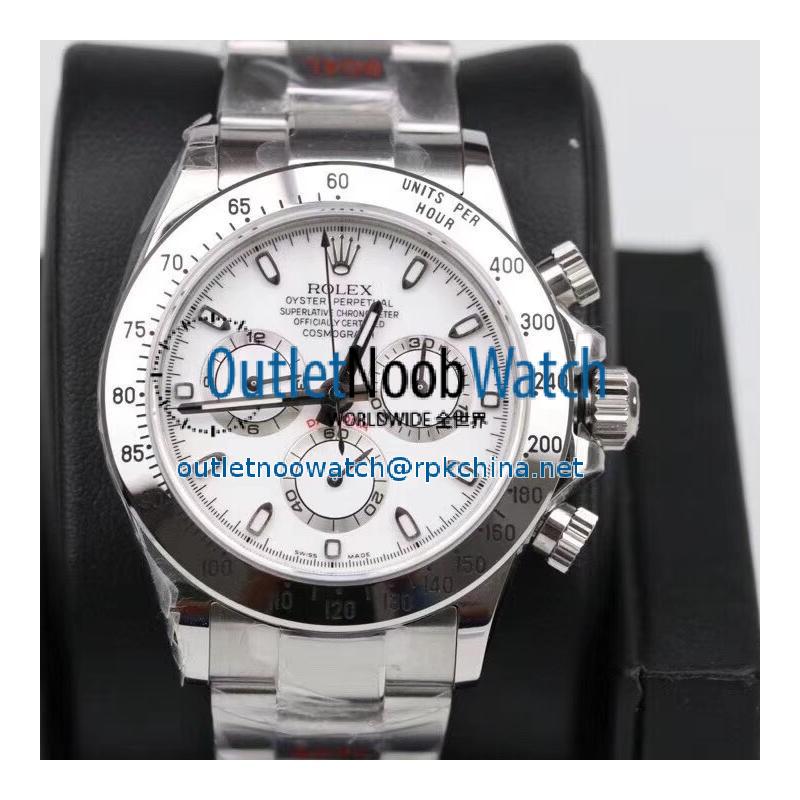 Replica Rolex Daytona Cosmograph 116520 GM Stainless Steel 904L White Dial Swiss 4130 Run 6@SEC