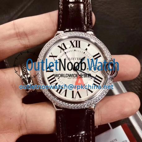 Replica Ballon Bleu De Cartier 42MM V6 Stainless Steel & Diamonds Silver Dial Seiko NH05A