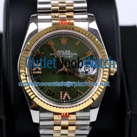 Replica Rolex Datejust 36MM 116233 GM Stainless Steel 904L & Yellow Gold Green Dial Swiss 2824-2