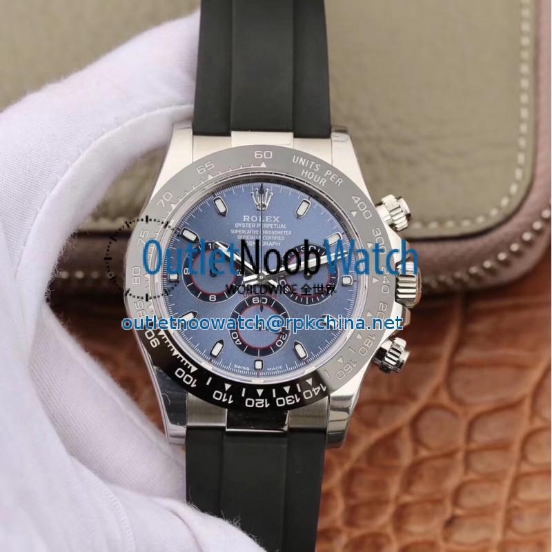 Replica Rolex Daytona Cosmograph 116519LN Noob V2 Stainless Steel 904L Blue Dial Swiss 4130 Run 6@SEC