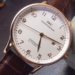 Replica IWC Portuguese Rose Gold White Dial Swiss IWC 89000