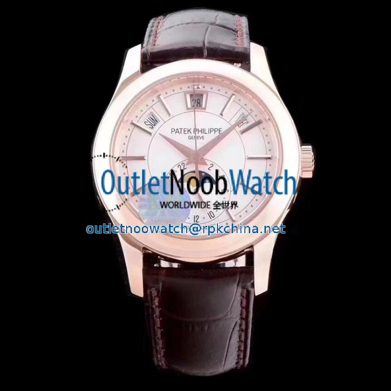 Replica Patek Philippe Annual Calendar 5205R-001 KM Rose Gold White Dial Swiss 324SQALU 24H/206