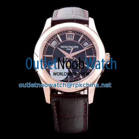 Replica Patek Philippe Annual Calendar 5205R-010 KM Rose Gold Black Dial Swiss 324SQALU 24H/206