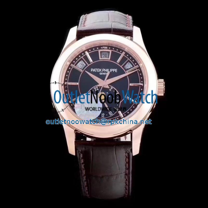 Replica Patek Philippe Annual Calendar 5205R-010 KM Rose Gold Black Dial Swiss 324SQALU 24H/206