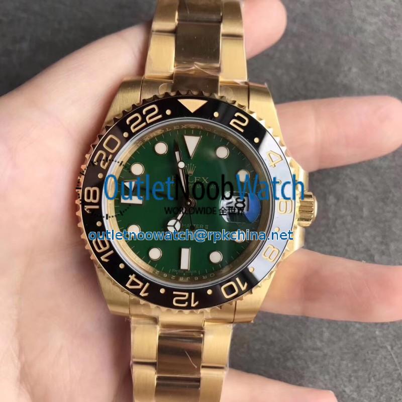 Replica Rolex GMT-Master II 116718LN EW Yellow Gold Green Dial Swiss 2836-2