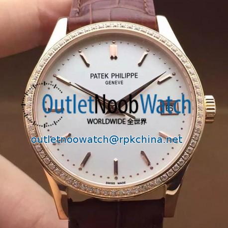 Replica Patek Philippe Calatrava 5296 Rose Gold Diamonds Bezel Swiss 324SC