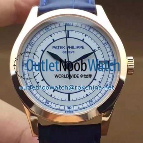 Replica Patek Philippe Calatrava 5296 Rose Gold White & Blue Dial Swiss 324SC