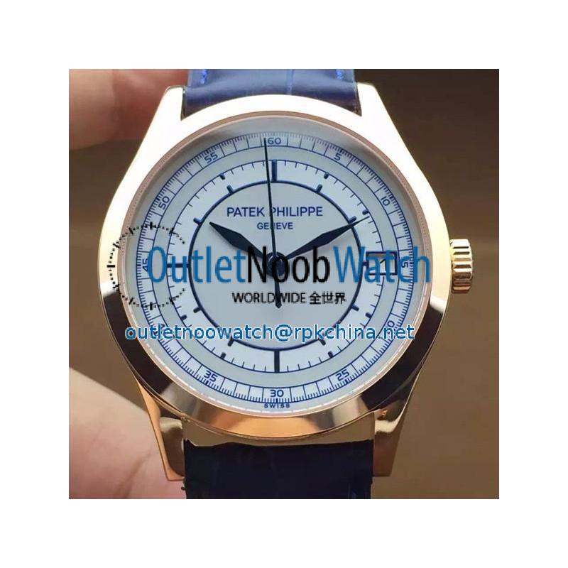 Replica Patek Philippe Calatrava 5296 Rose Gold White & Blue Dial Swiss 324SC