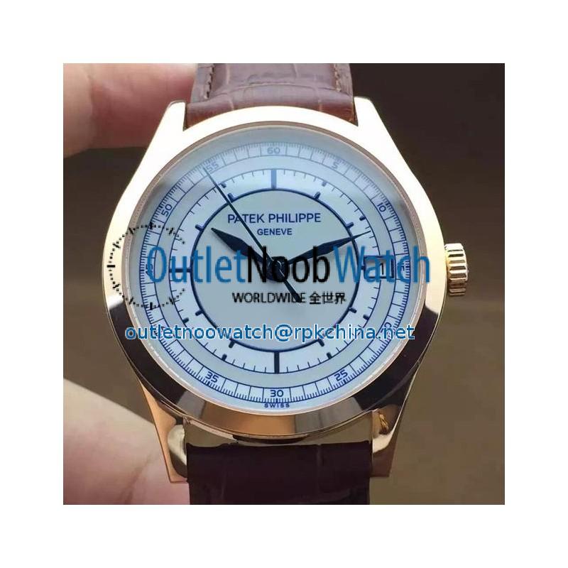 Replica Patek Philippe Calatrava 5296 Rose Gold White & Blue Dial Swiss 324SC