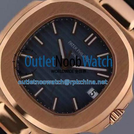 Replica Patek Philippe Nautilus Jumbo 5711 Rose Gold Blue Dial Swiss 2824